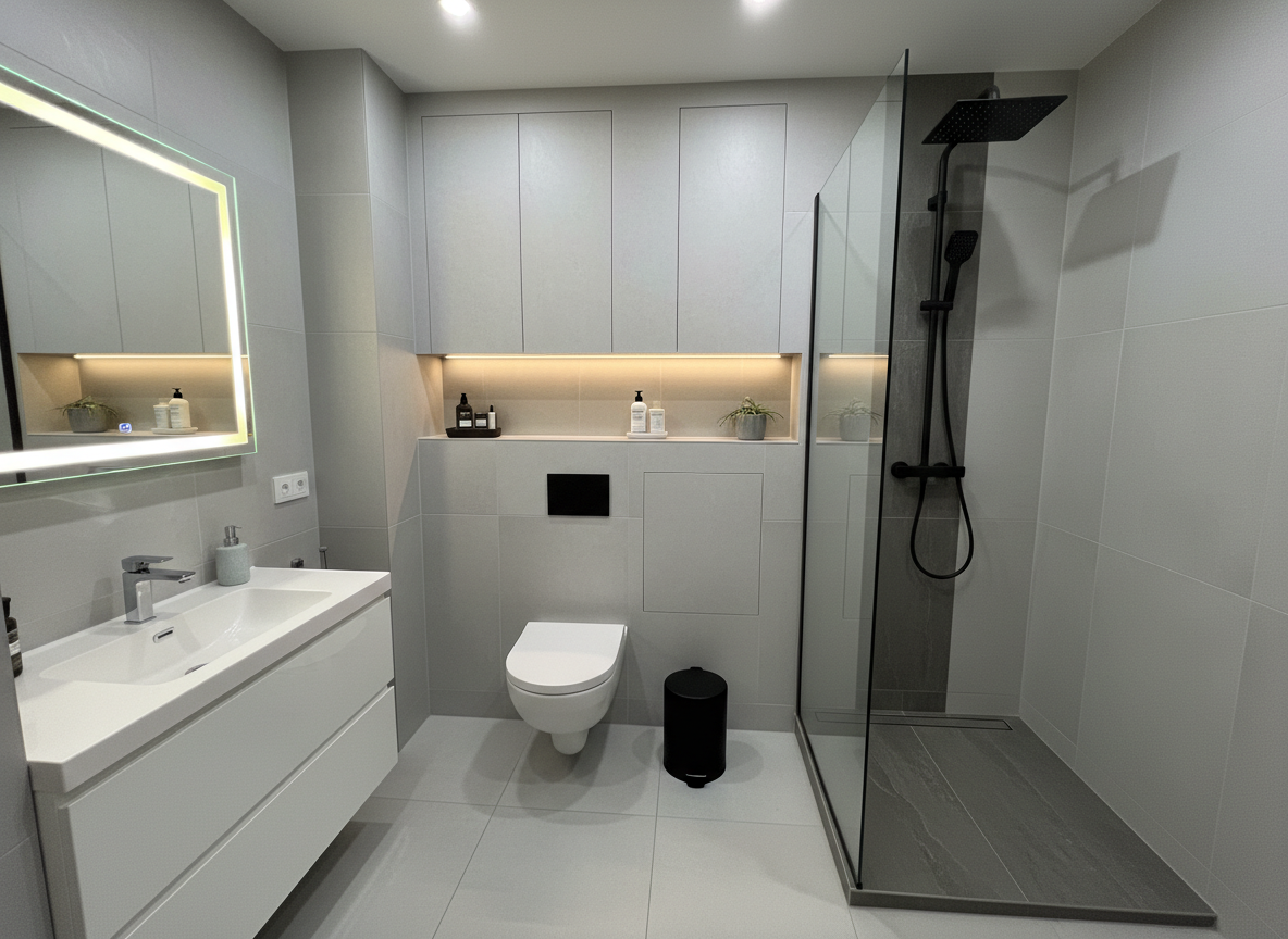 Дизайн ванной в стиле Минимализм — фото интерьера от нейросети RoomGPT