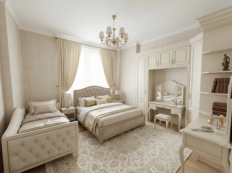 Дизайн спальни в стиле Классика — фото интерьера от нейросети RoomGPT