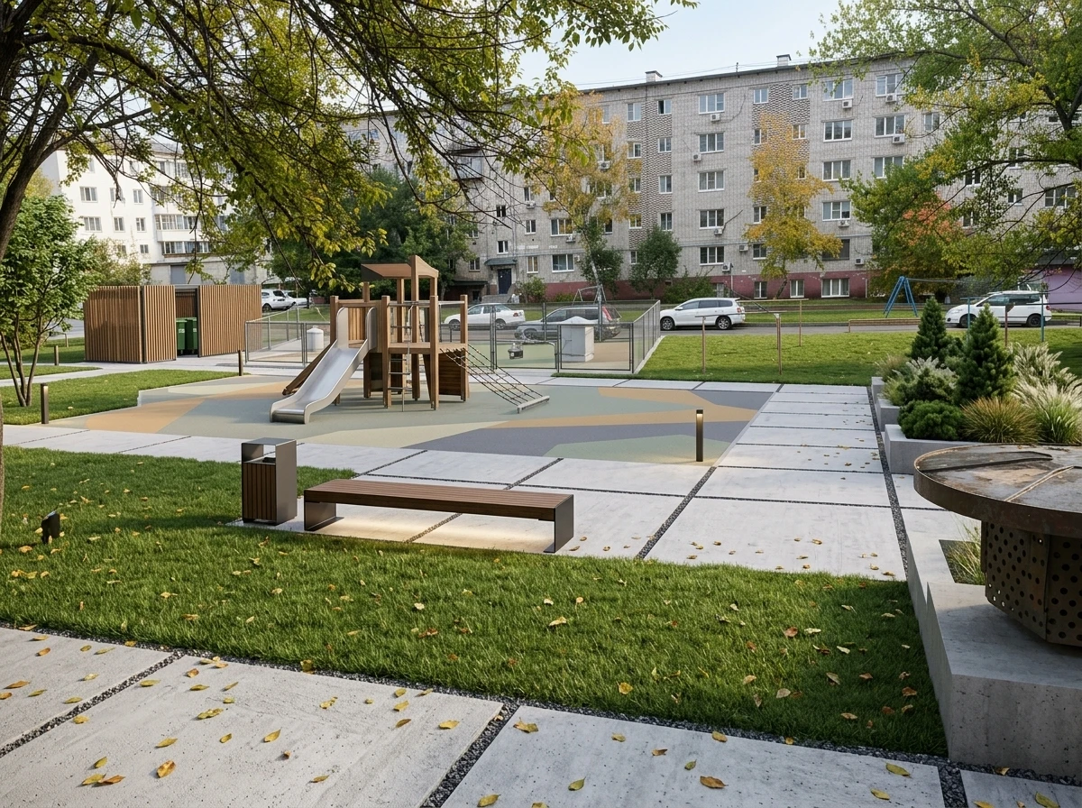 Ландшафтный дизайн в стиле Минимализм — Участок от нейросети RoomGPT