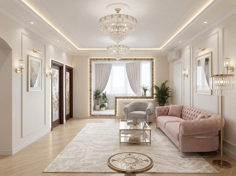 Дизайн гостиной в стиле Неоклассика — фото интерьера от нейросети RoomGPT