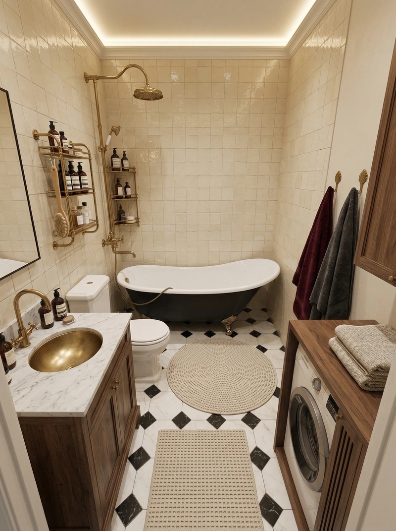 Дизайн ванной в стиле Классика — фото интерьера от нейросети RoomGPT