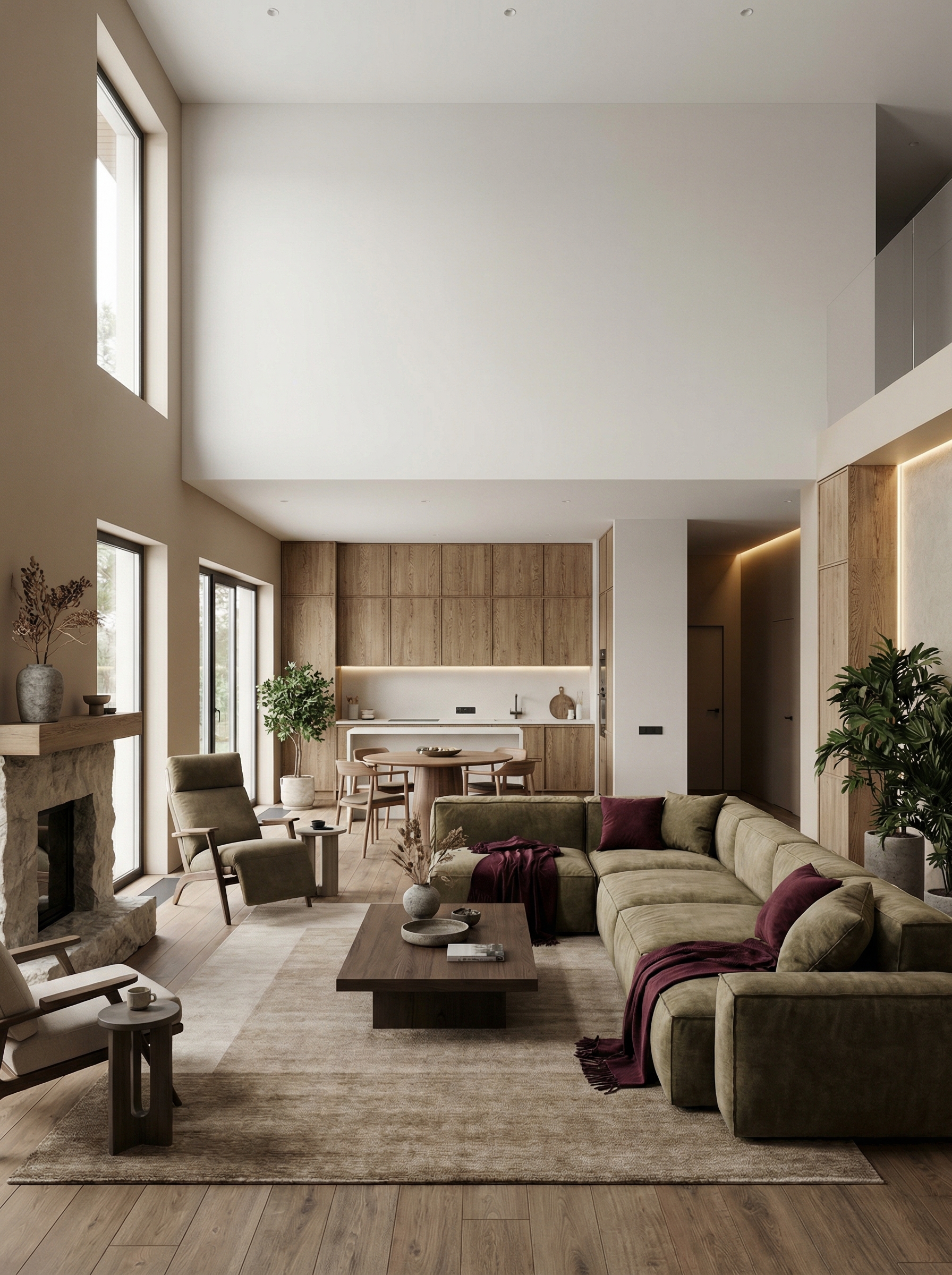 Дизайн гостиной в стиле Japandi — фото интерьера от нейросети RoomGPT