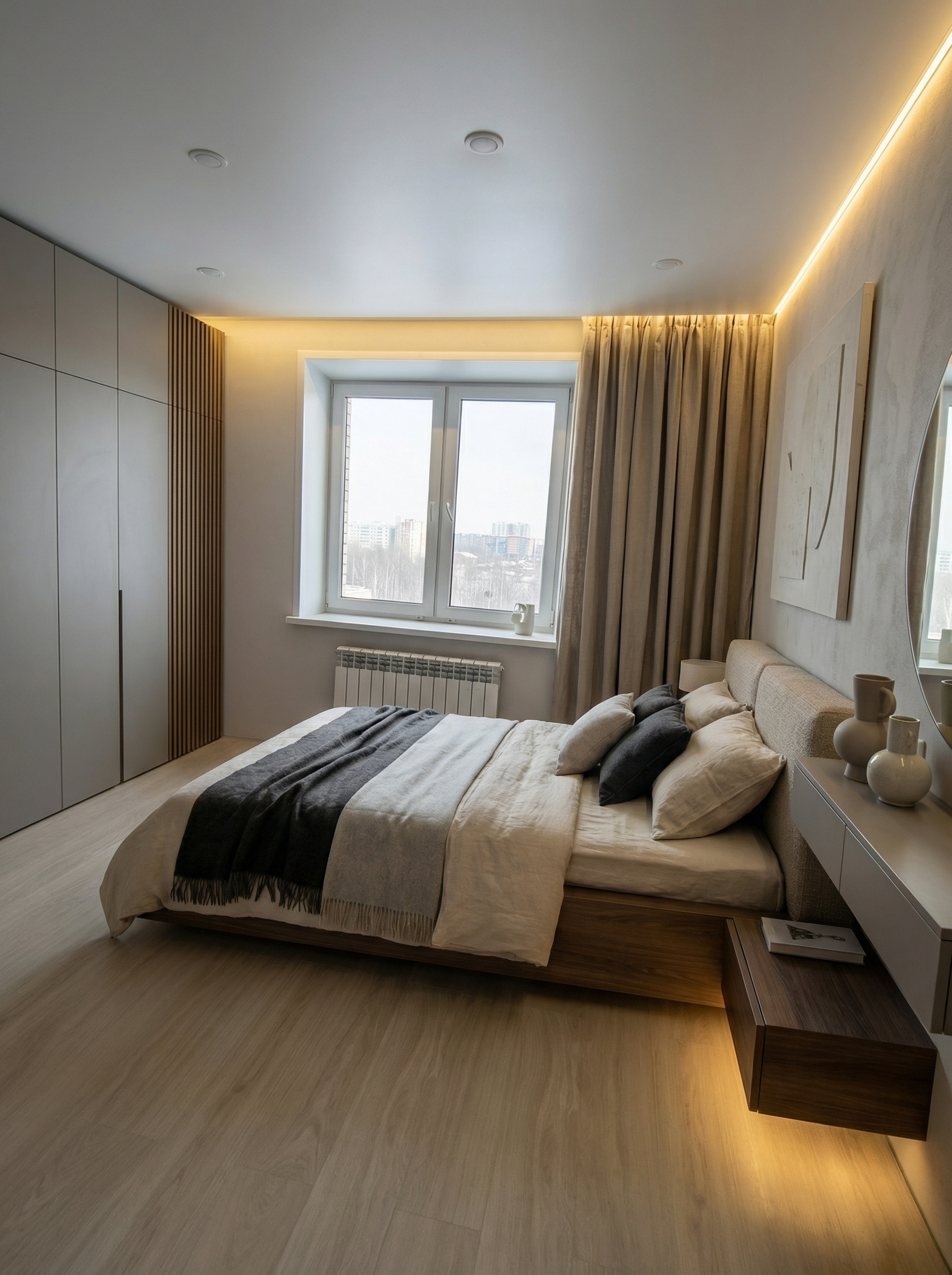 Дизайн спальни в стиле Минимализм — фото интерьера от нейросети RoomGPT