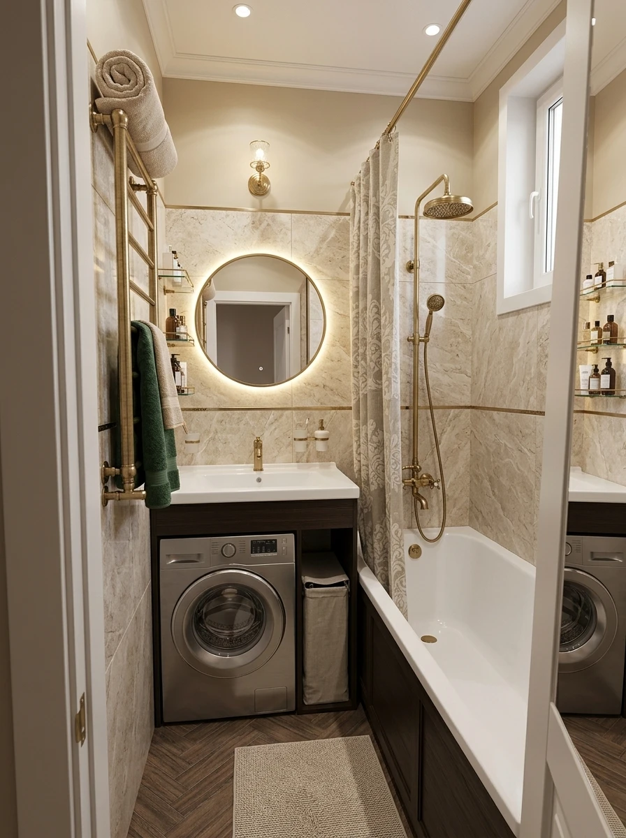 Дизайн ванной в стиле Классика — фото интерьера от нейросети RoomGPT