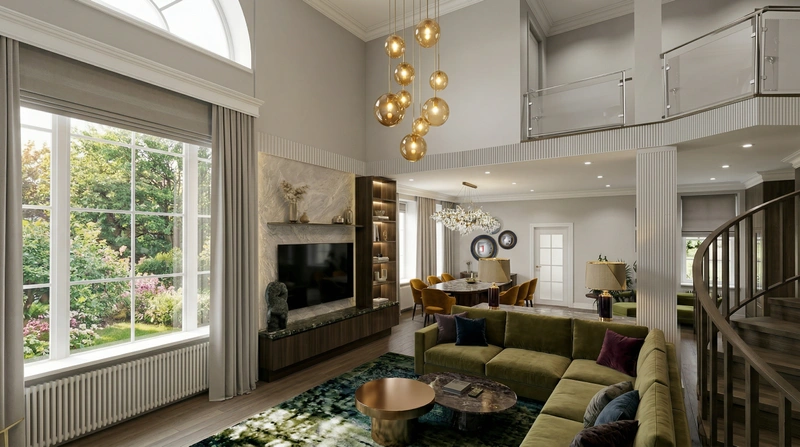 Дизайн гостиной в стиле Британский — фото интерьера от нейросети RoomGPT