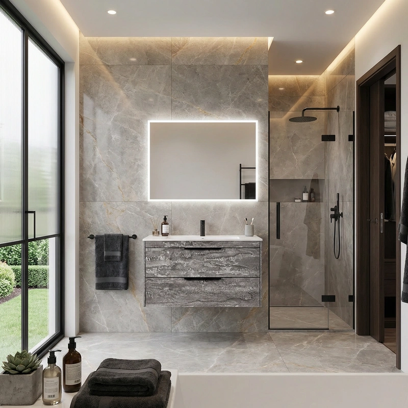 Дизайн интерьера в стиле Контемпорари — Ванная от нейросети RoomGPT