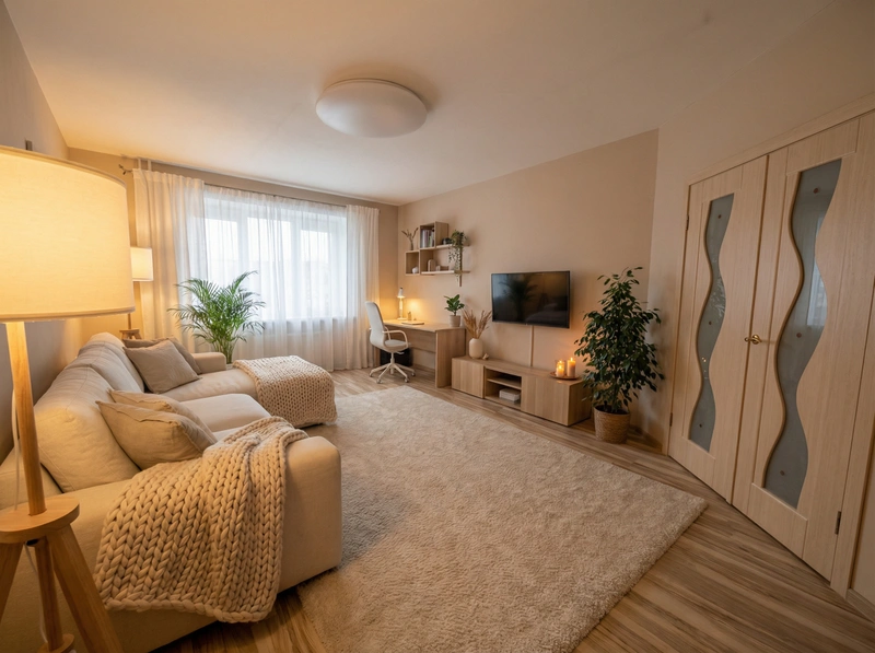 Дизайн интерьера в стиле Хюгге — Гостиная от нейросети RoomGPT