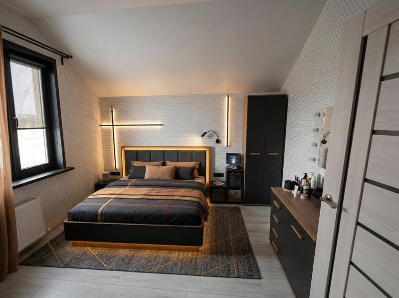 Дизайн детской в стиле Блэктэк — фото интерьера от нейросети RoomGPT