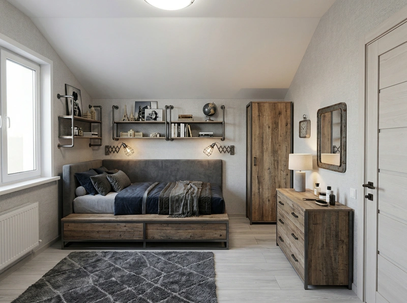 Дизайн детской в стиле Лофт — фото интерьера от нейросети RoomGPT