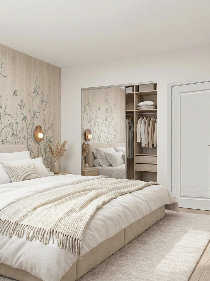 Дизайн интерьера в стиле Сканди — Спальня от нейросети RoomGPT