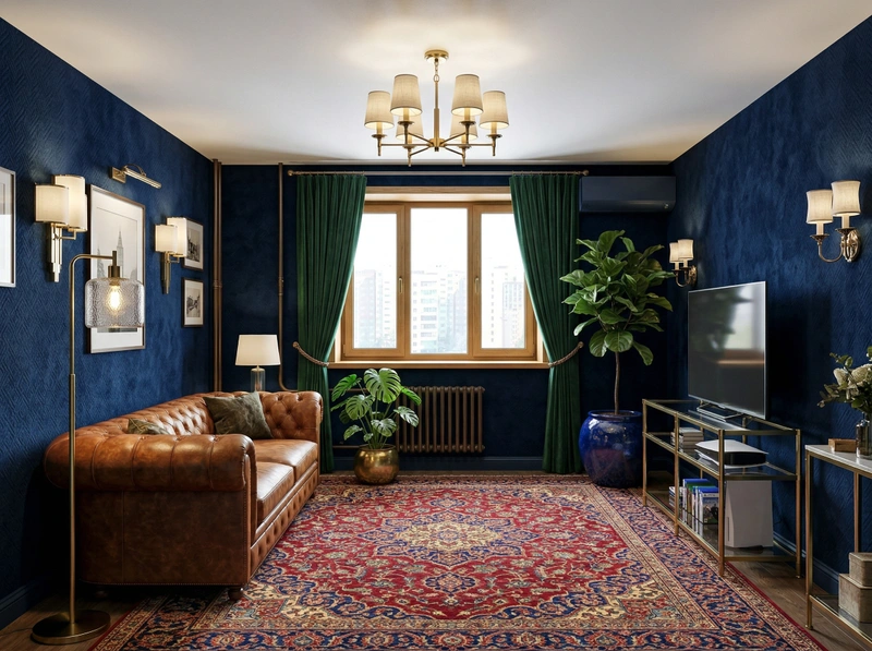 Дизайн гостиной в стиле Британский — фото интерьера от нейросети RoomGPT