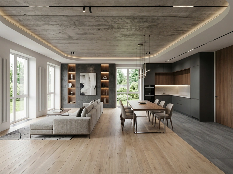 Дизайн гостиной в стиле Контемпорари — фото интерьера от нейросети RoomGPT