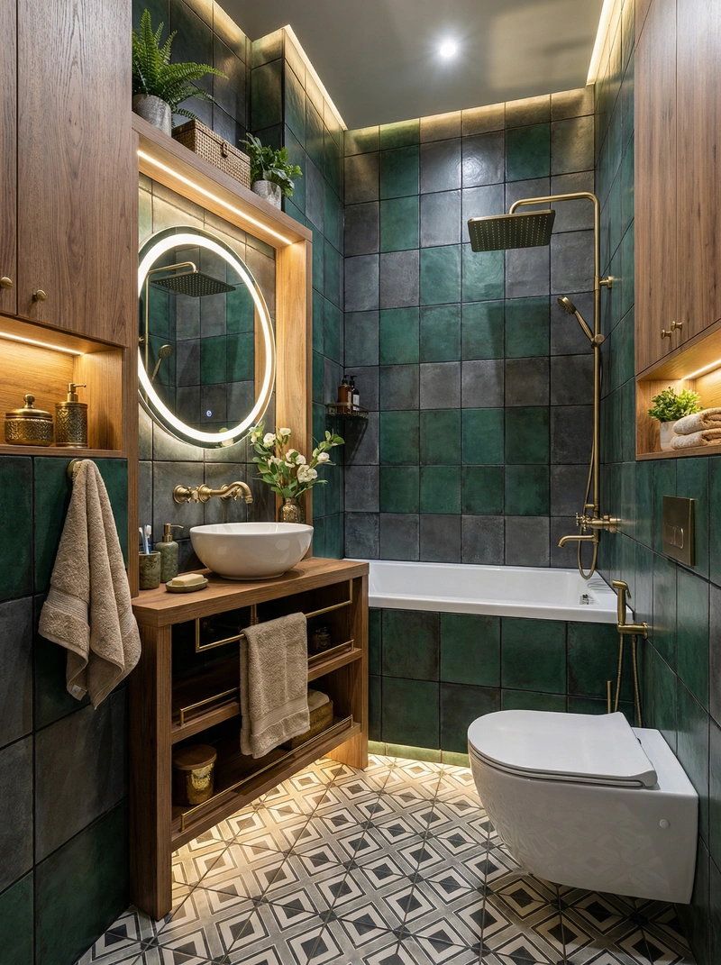 Дизайн интерьера в стиле Эклектика — Ванная от нейросети RoomGPT