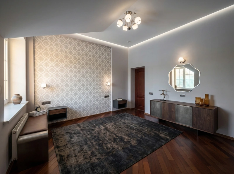 Дизайн спальни в стиле Контемпорари — фото интерьера от нейросети RoomGPT