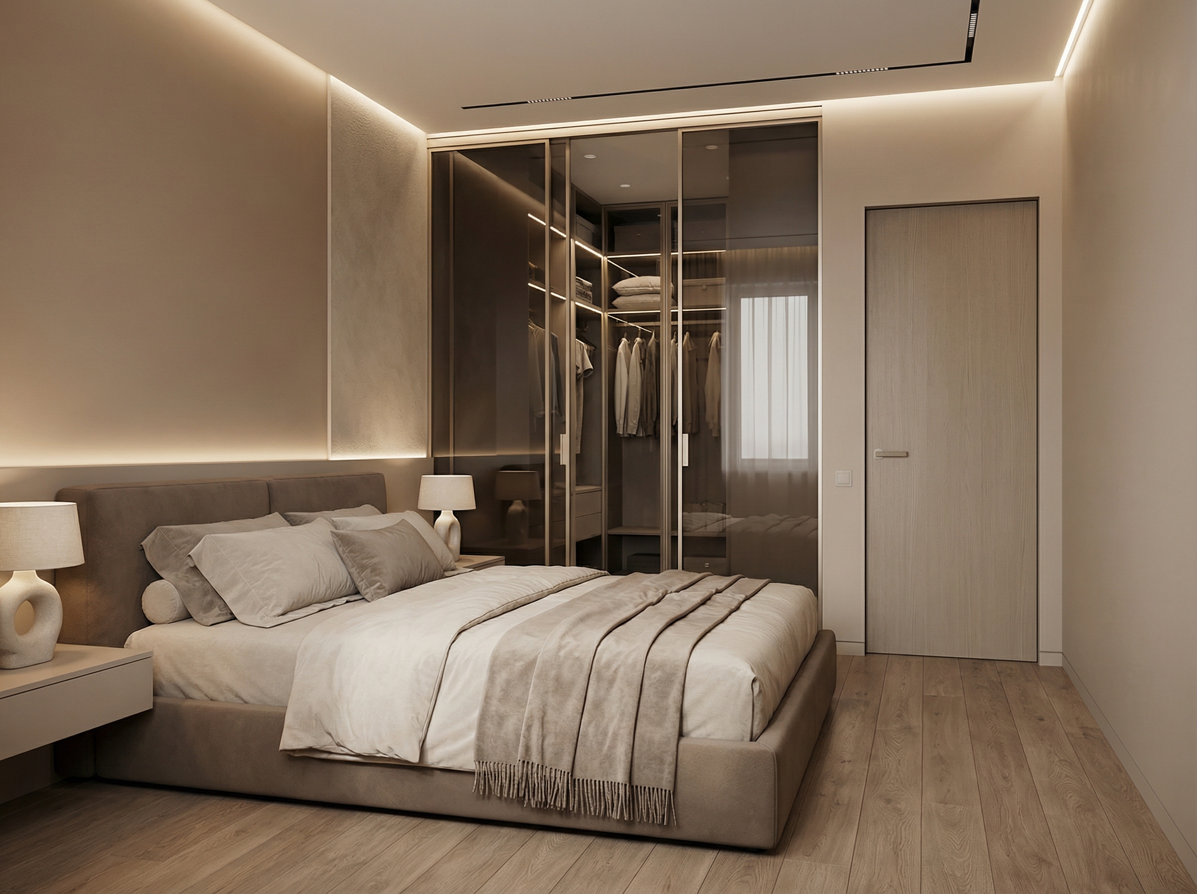 Дизайн спальни в стиле Минимализм — фото интерьера от нейросети RoomGPT