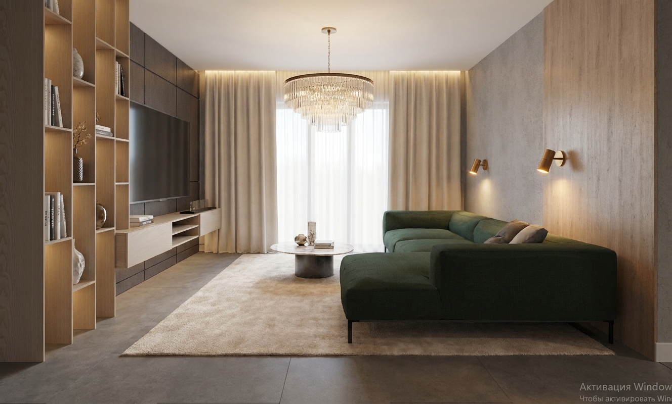 Дизайн гостиной в стиле Контемпорари — фото интерьера от нейросети RoomGPT