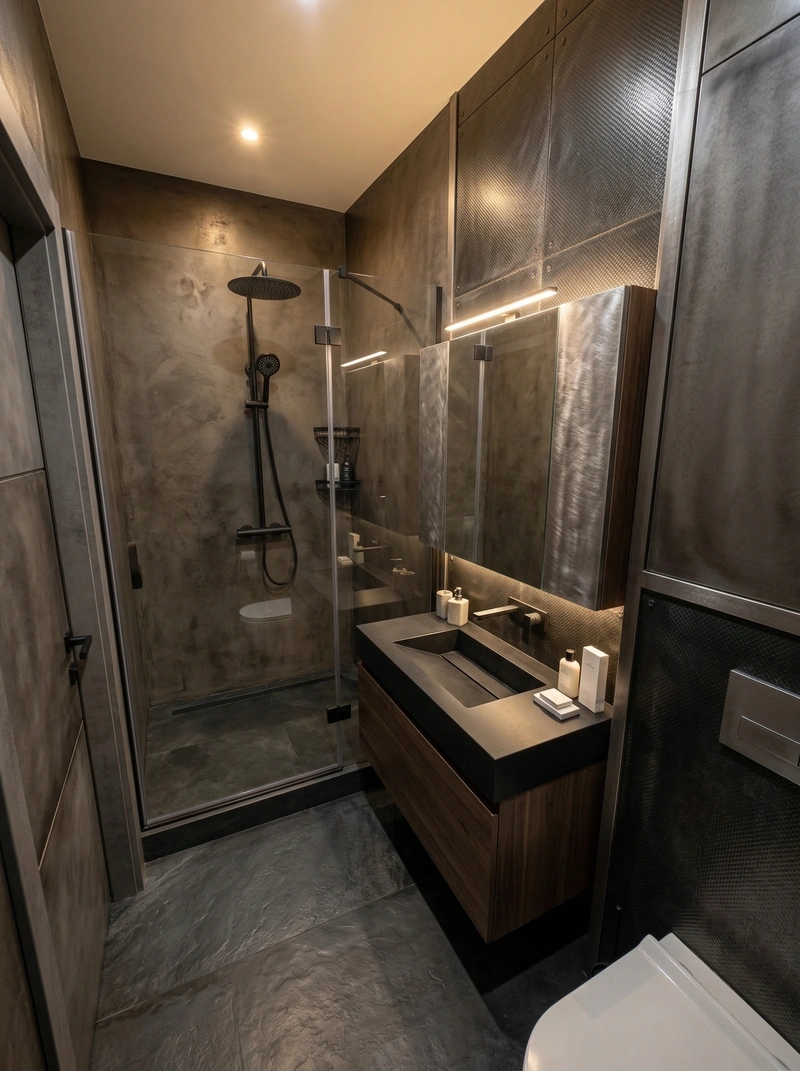 Дизайн ванной в стиле Лофт — фото интерьера от нейросети RoomGPT