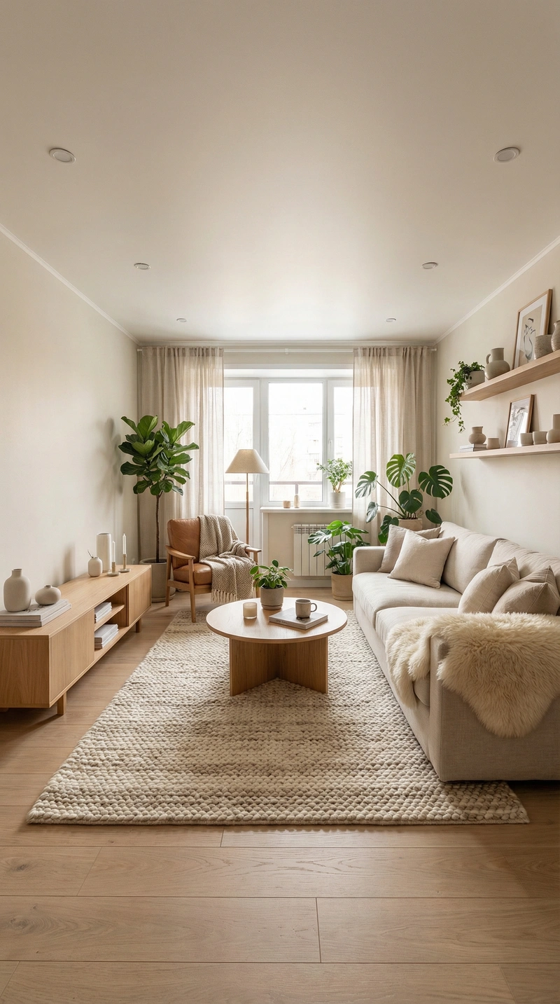 Дизайн интерьера в стиле Хюгге — Гостиная от нейросети RoomGPT