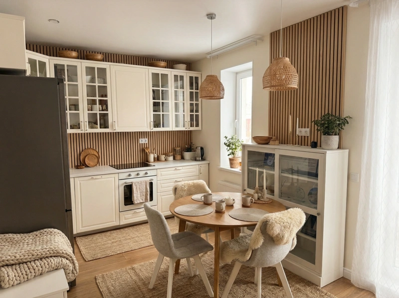 Дизайн интерьера в стиле Хюгге — Кухня от нейросети RoomGPT