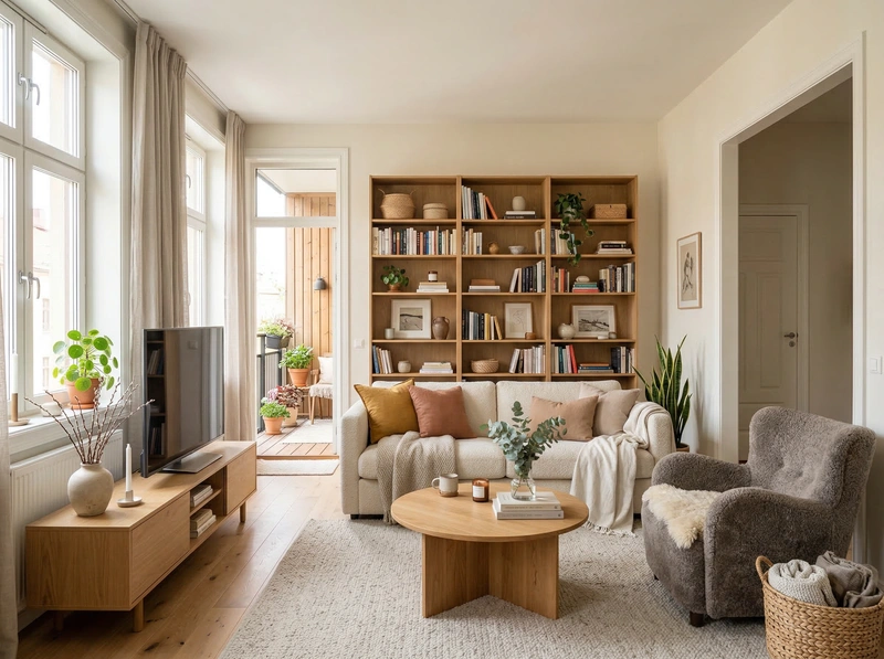 Дизайн интерьера в стиле Хюгге — Гостиная от нейросети RoomGPT