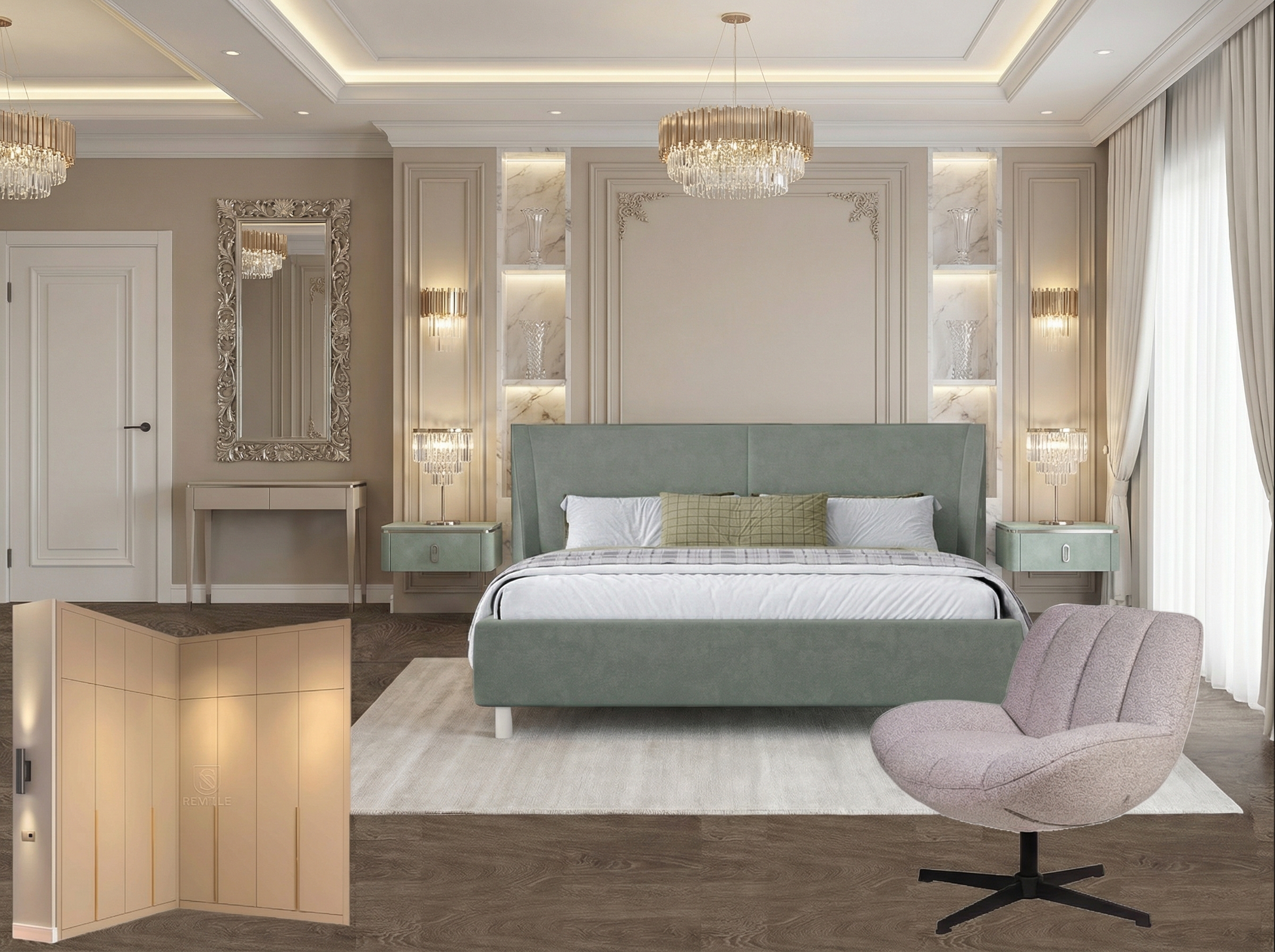 Дизайн спальни в стиле Классика — фото интерьера от нейросети RoomGPT