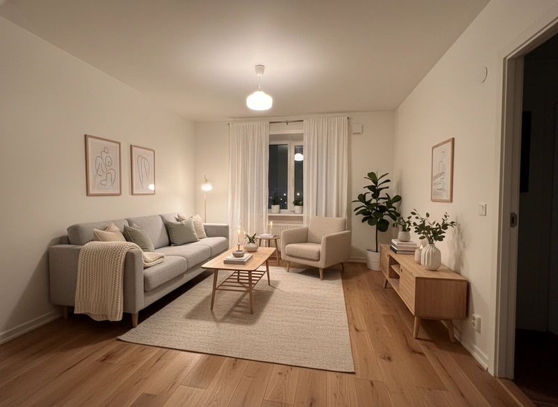 Дизайн интерьера в стиле Хюгге — Гостиная от нейросети RoomGPT