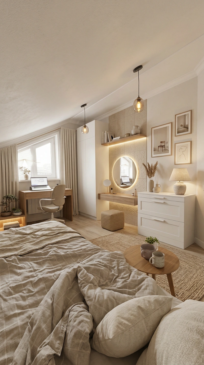 Дизайн спальни в стиле Japandi — фото интерьера от нейросети RoomGPT