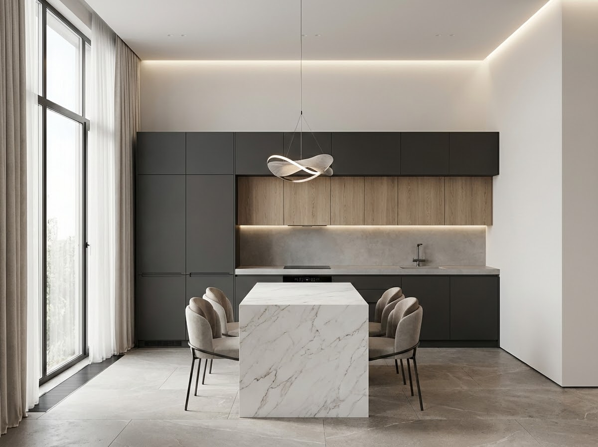 Дизайн кухни в стиле Минимализм — фото интерьера от нейросети RoomGPT