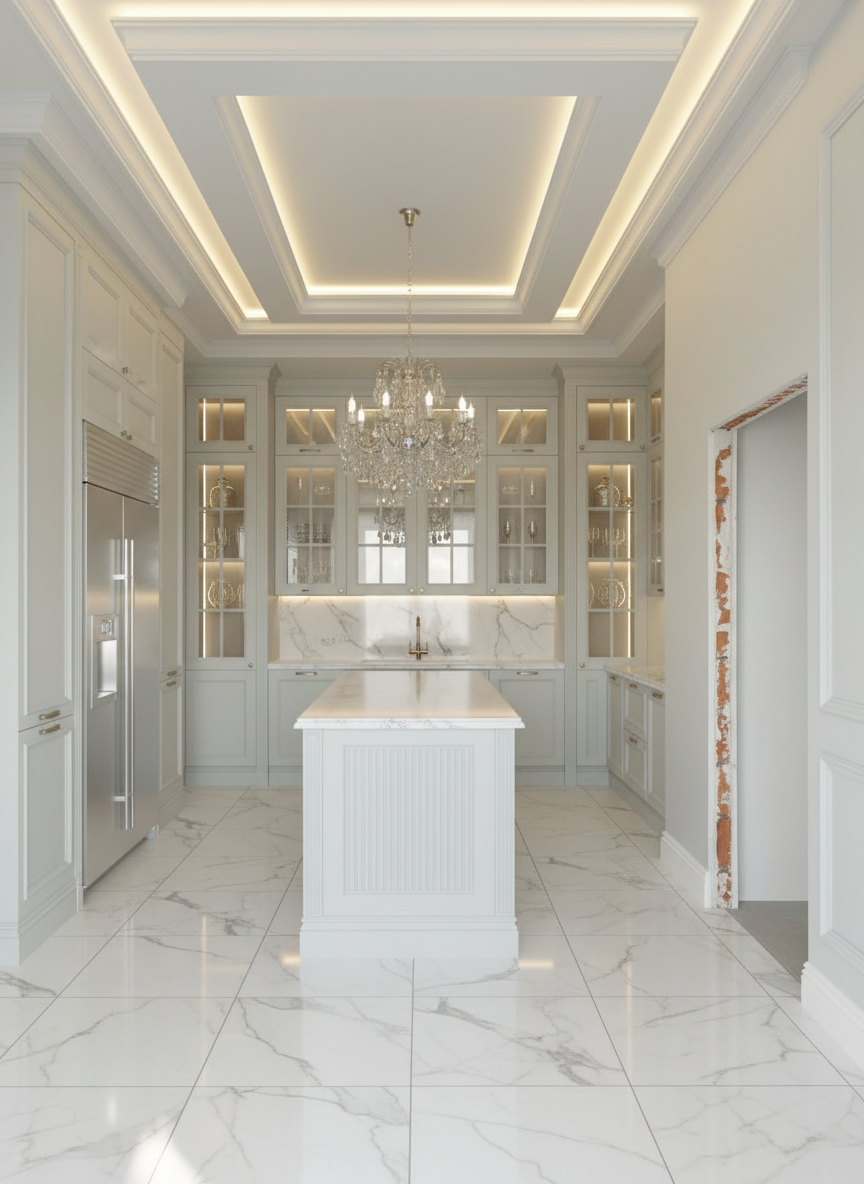 Дизайн кухни в стиле Классика — фото интерьера от нейросети RoomGPT