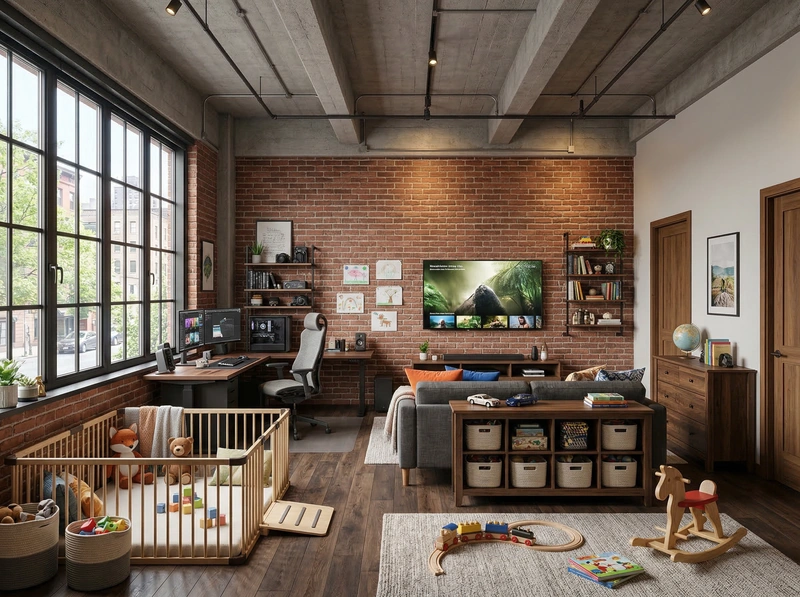Дизайн детской в стиле Лофт — фото интерьера от нейросети RoomGPT