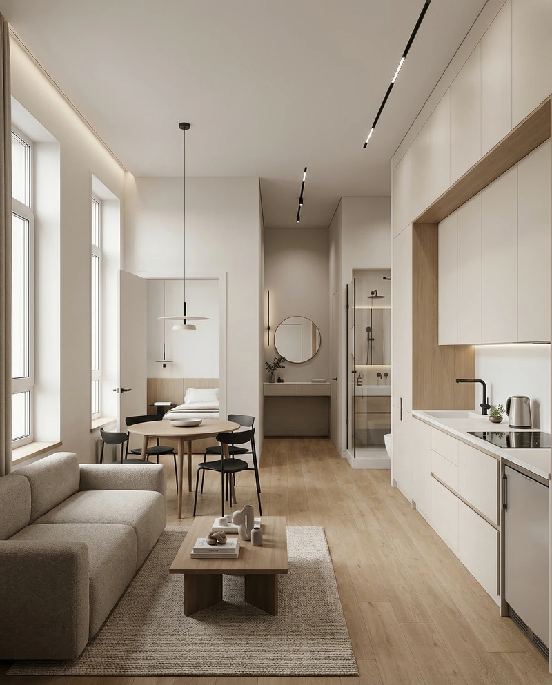 Дизайн интерьера в стиле Минимализм — Гостиная от нейросети RoomGPT