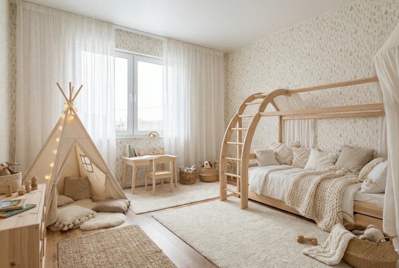 Дизайн интерьера в стиле Хюгге — Детская от нейросети RoomGPT