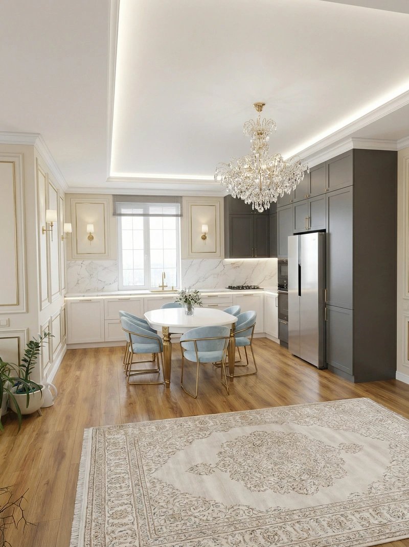Дизайн интерьера в стиле Неоклассика — Кухня от нейросети RoomGPT