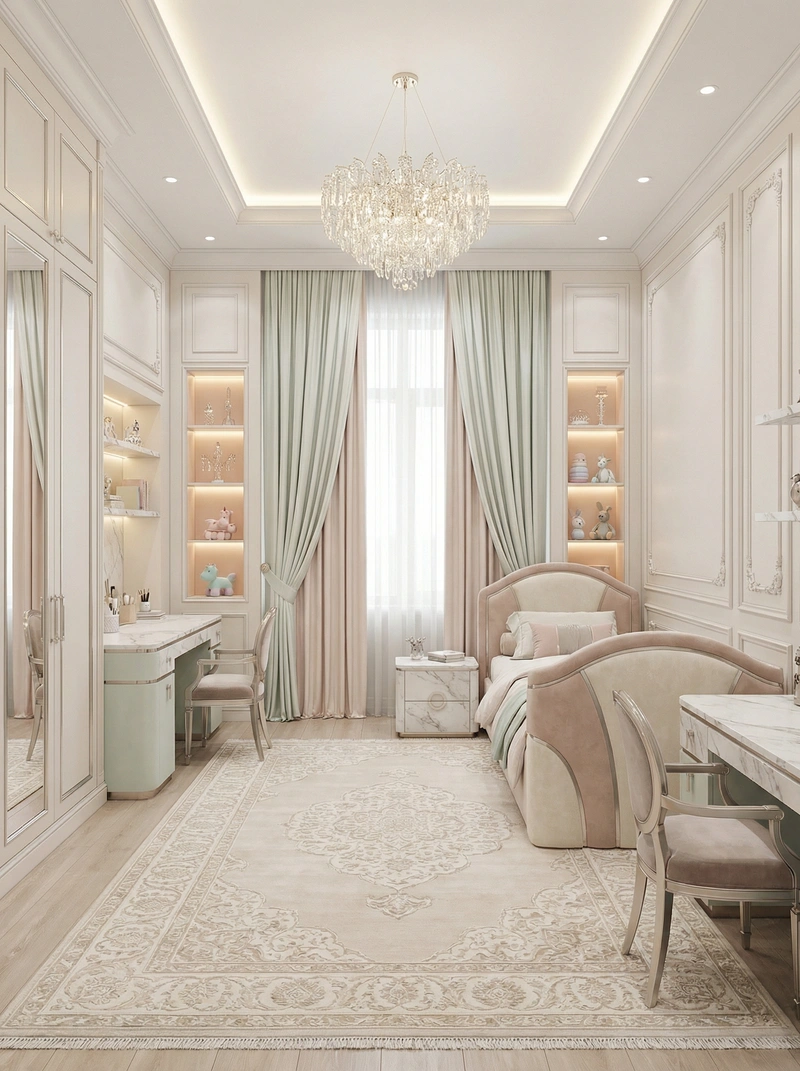 Дизайн детской в стиле Классика — фото интерьера от нейросети RoomGPT