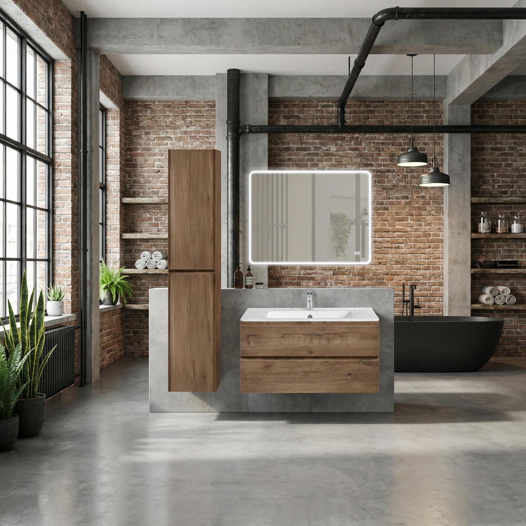 Дизайн ванной в стиле Лофт — фото интерьера от нейросети RoomGPT