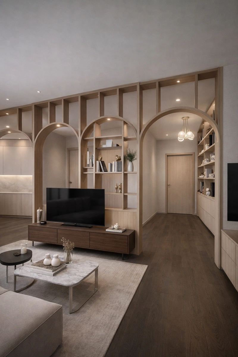 Дизайн гостиной в стиле Контемпорари — фото интерьера от нейросети RoomGPT