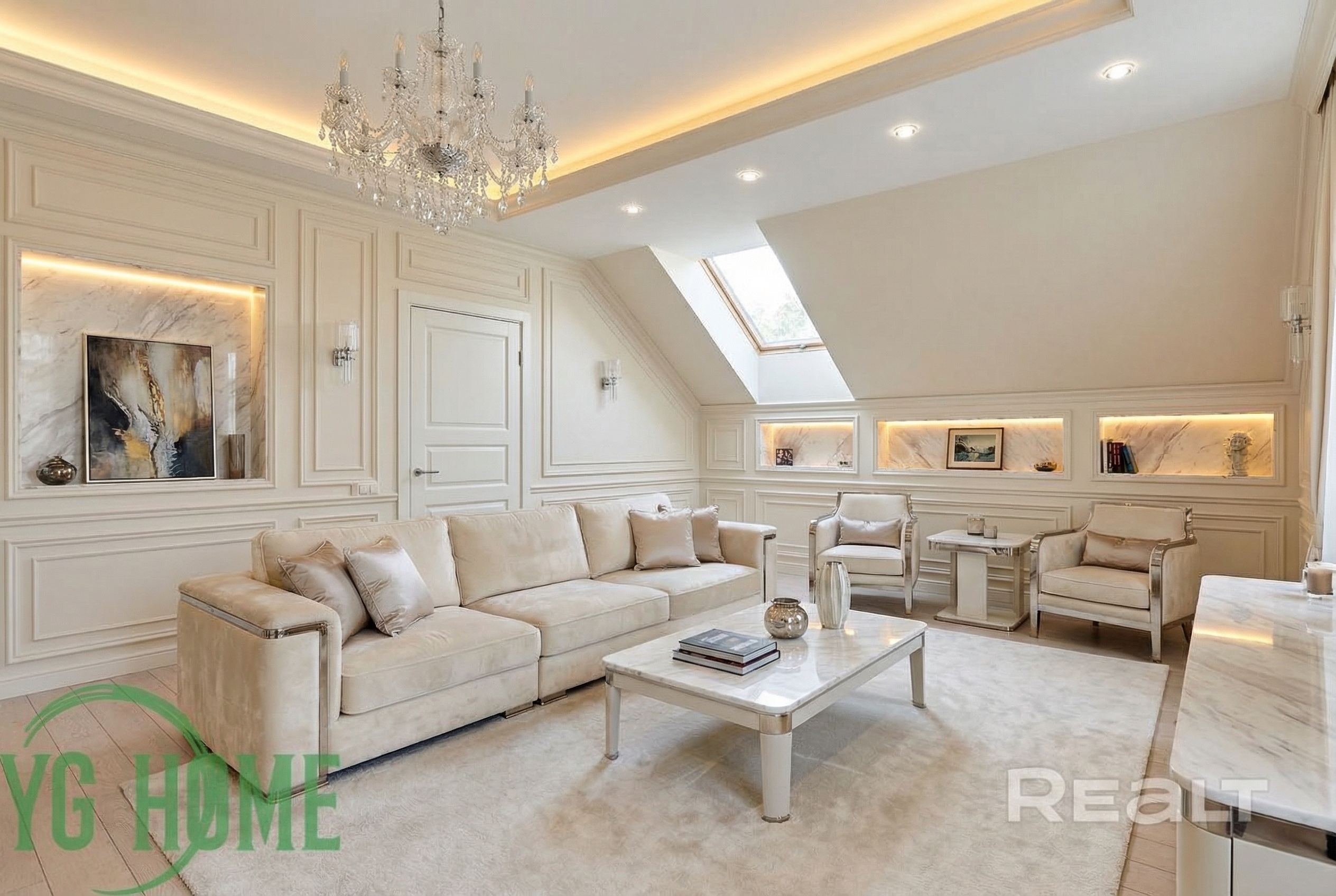 Дизайн гостиной в стиле Классика — фото интерьера от нейросети RoomGPT