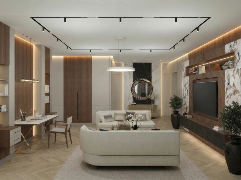 Дизайн гостиной в стиле Контемпорари — фото интерьера от нейросети RoomGPT