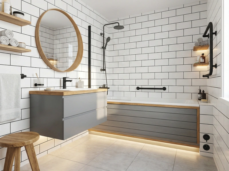 Дизайн интерьера в стиле Сканди — Ванная от нейросети RoomGPT