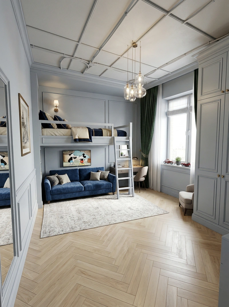 Дизайн детской в стиле Классика — фото интерьера от нейросети RoomGPT