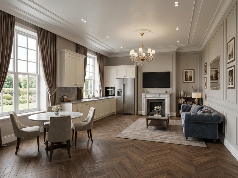 Дизайн интерьера в стиле Классика — Гостиная от нейросети RoomGPT