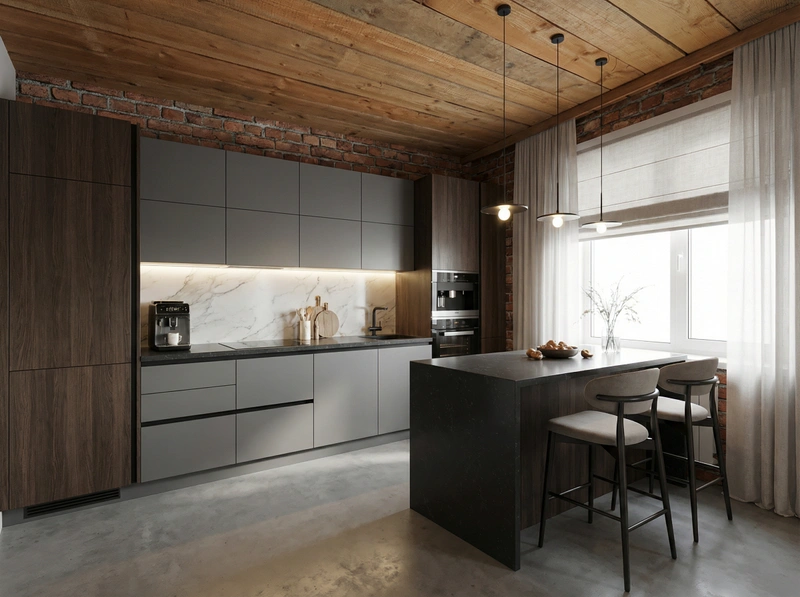 Дизайн интерьера в стиле Контемпорари — Кухня от нейросети RoomGPT