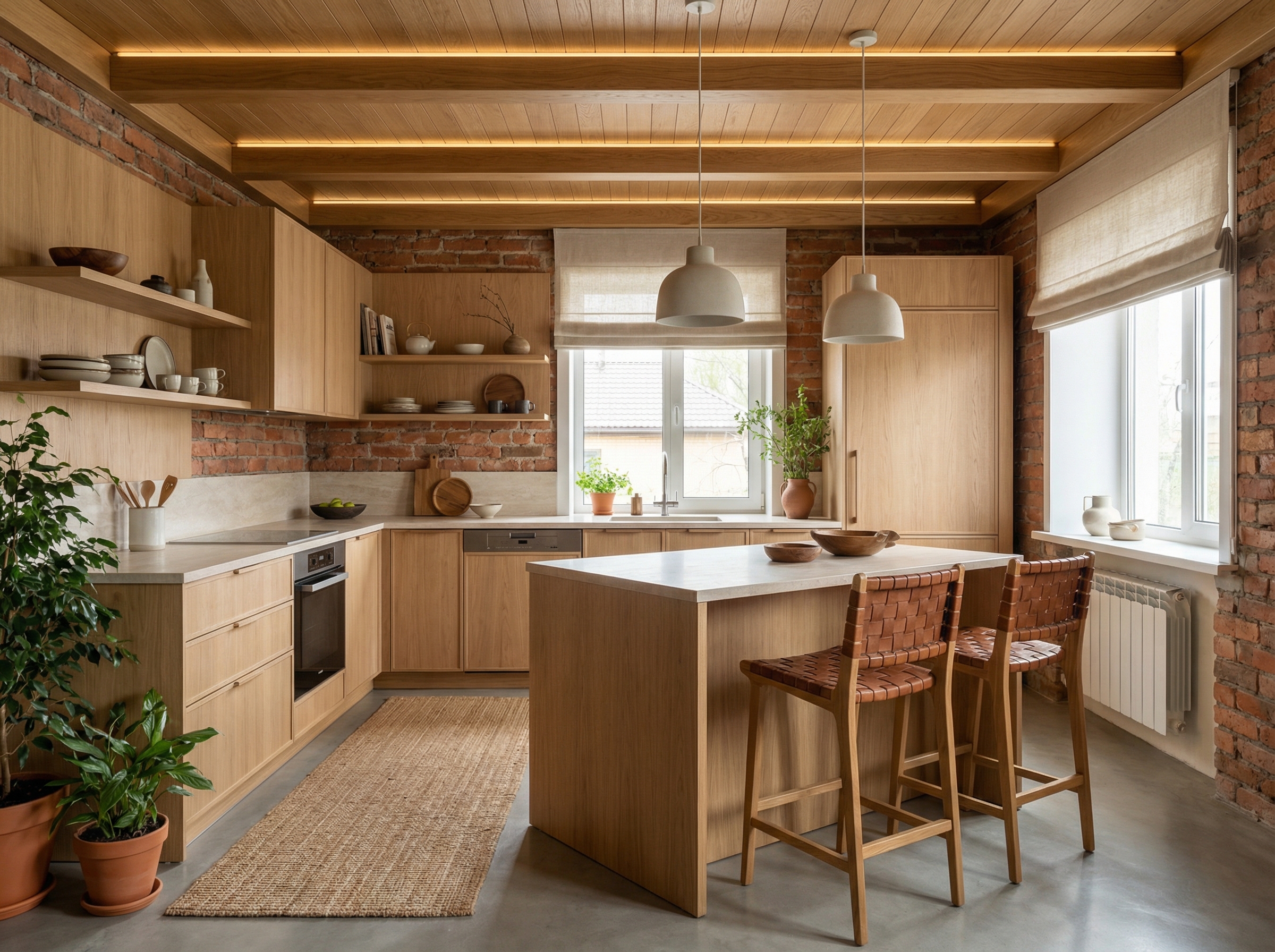 Дизайн кухни в стиле Japandi — фото интерьера от нейросети RoomGPT