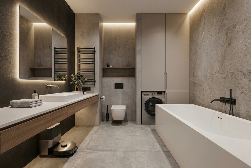 Дизайн ванной в стиле Минимализм — фото интерьера от нейросети RoomGPT