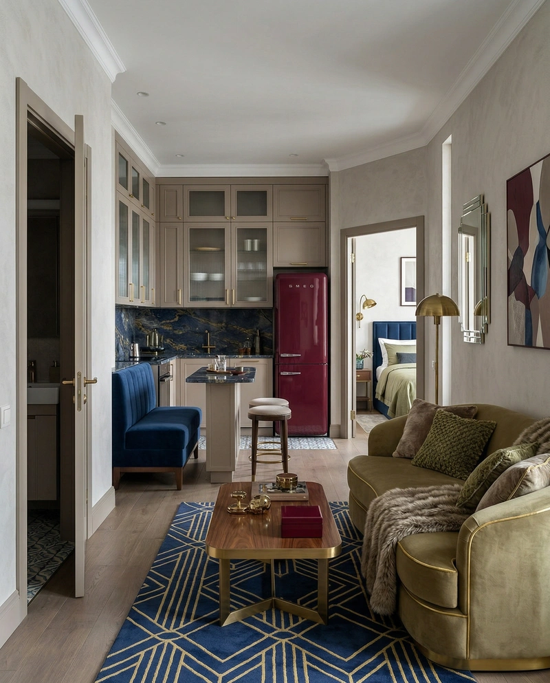 Дизайн гостиной в стиле Контемпорари — фото интерьера от нейросети RoomGPT