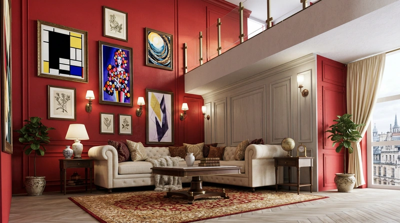 Дизайн интерьера в стиле Классика — Гостиная от нейросети RoomGPT