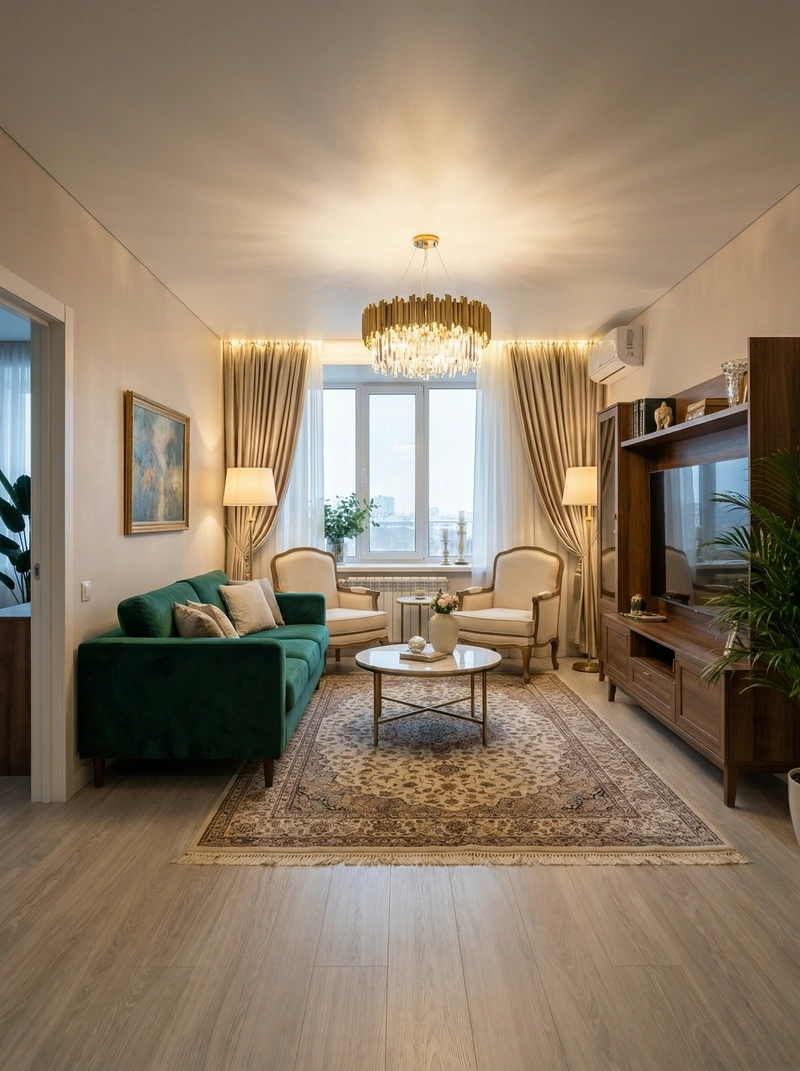 Дизайн интерьера в стиле Классика — Гостиная от нейросети RoomGPT