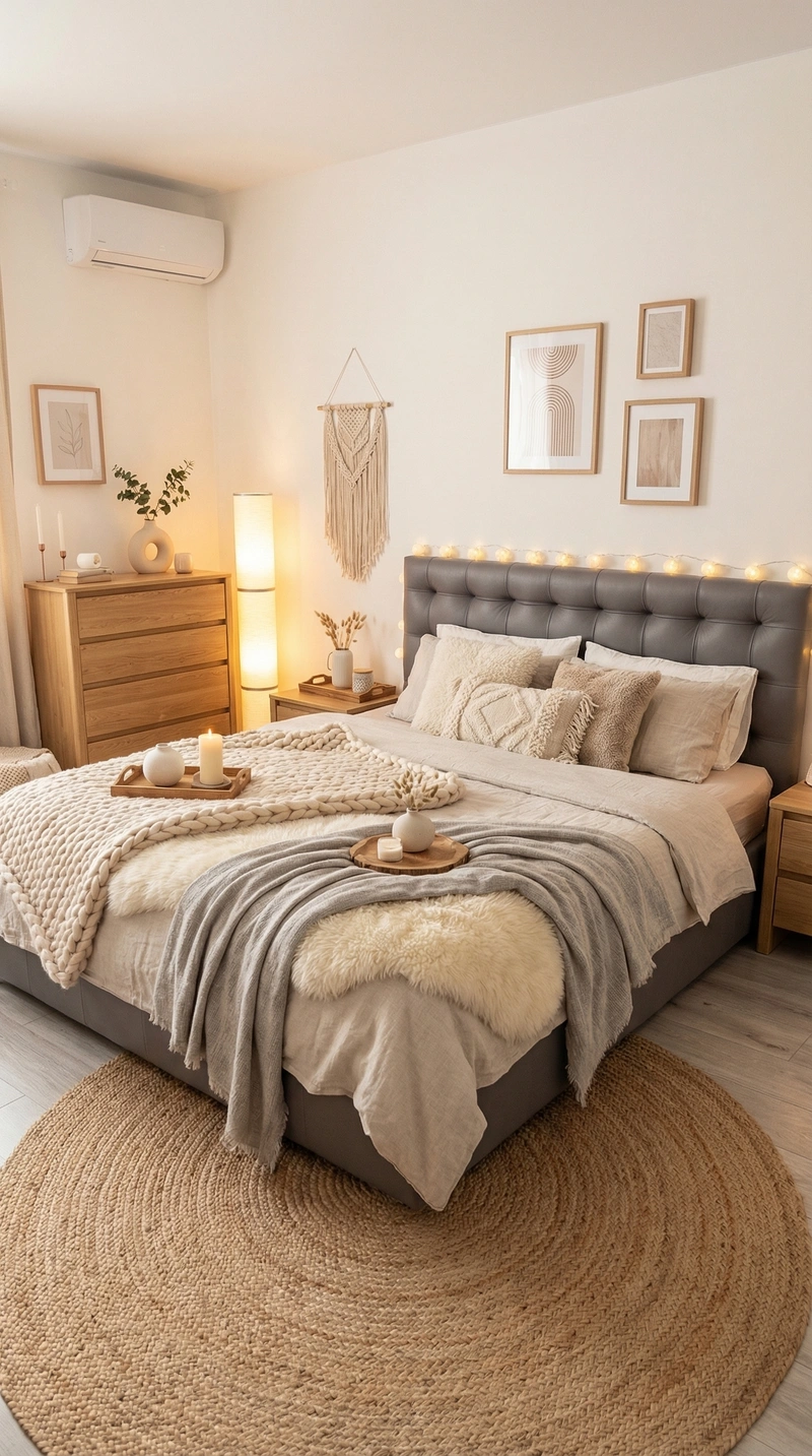 Дизайн спальни в стиле Хюгге — фото интерьера от нейросети RoomGPT