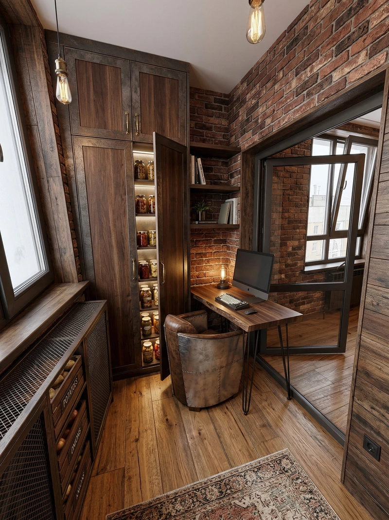 Дизайн интерьера в стиле Лофт — Кабинет от нейросети RoomGPT