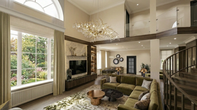 Дизайн гостиной в стиле Контемпорари — фото интерьера от нейросети RoomGPT